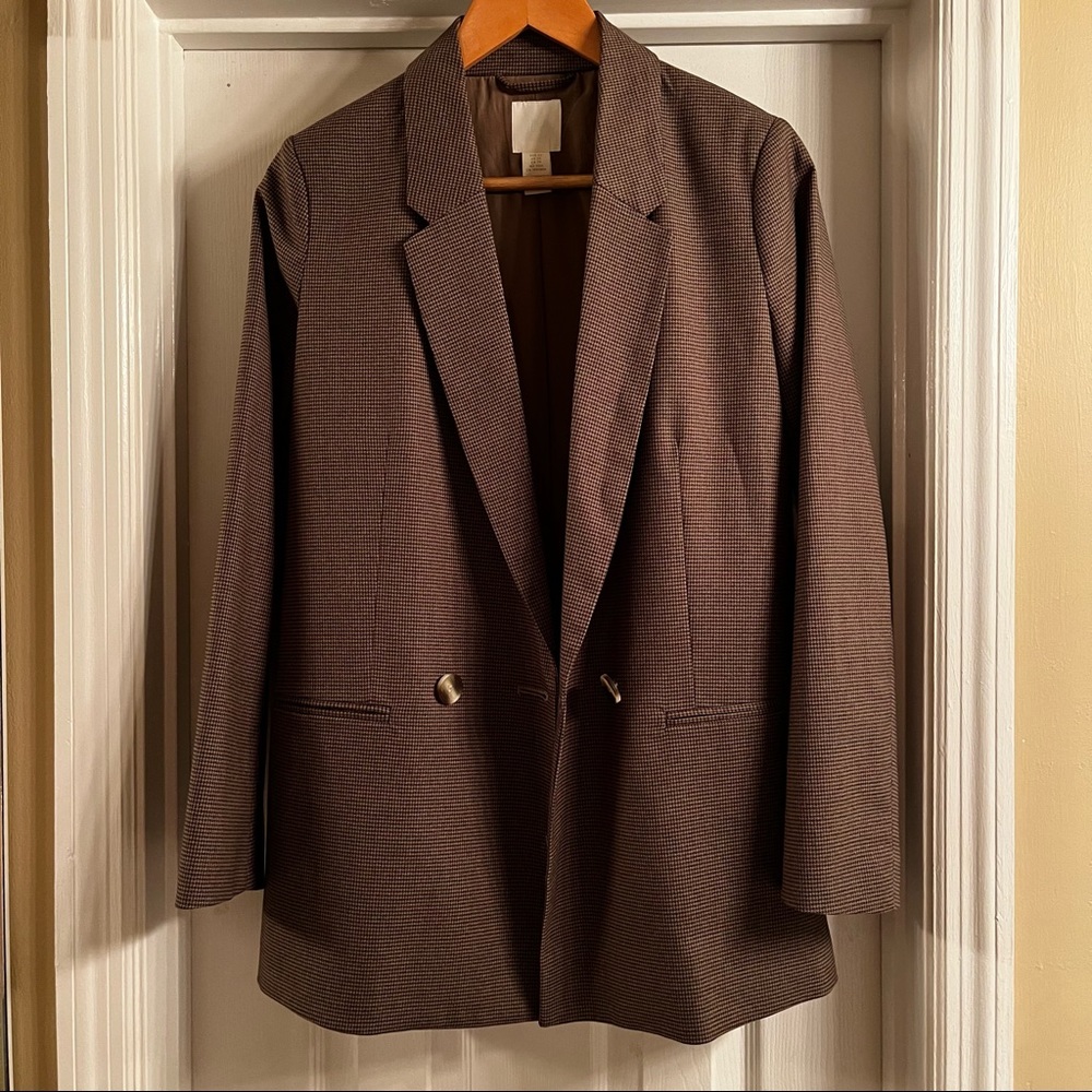 Oversized Herringbone Blazer 90s Vibes